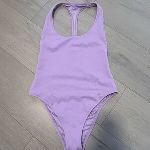 Aerie One-Piece Racerback Swimsuit lilac size medium textured swim pool